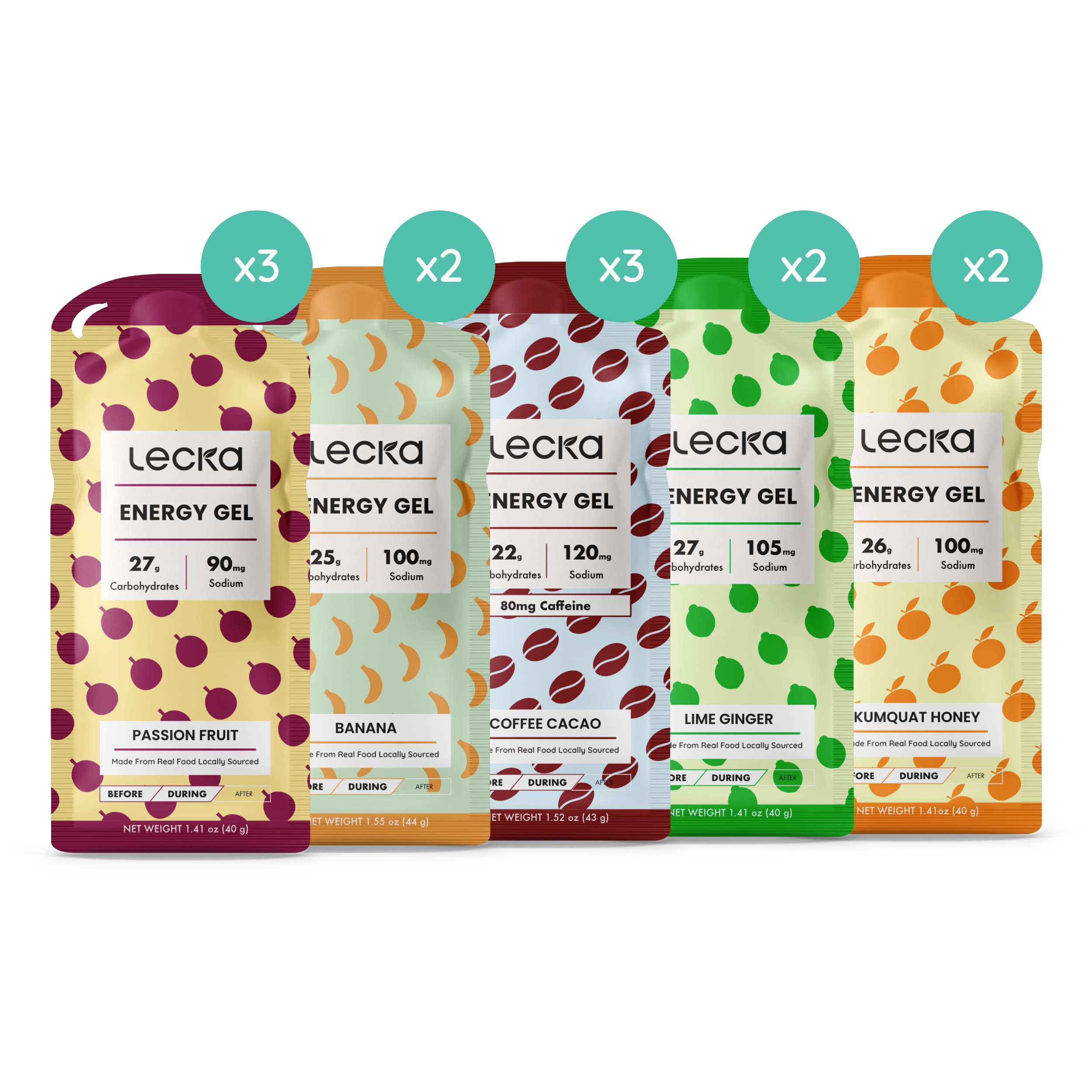 lecka variety pack 5 flavors energy gel